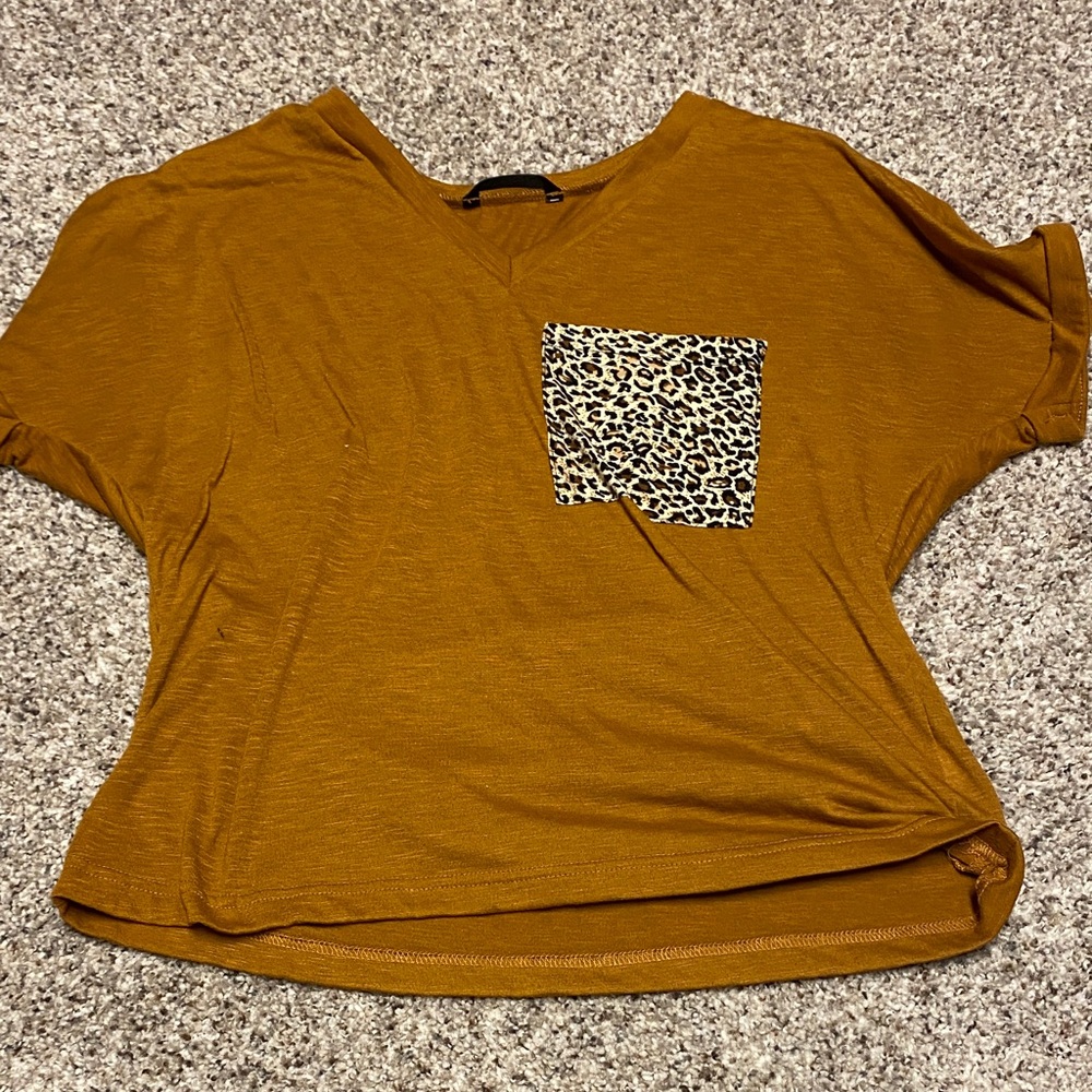 Leopard Pocket Mustard Women's Top